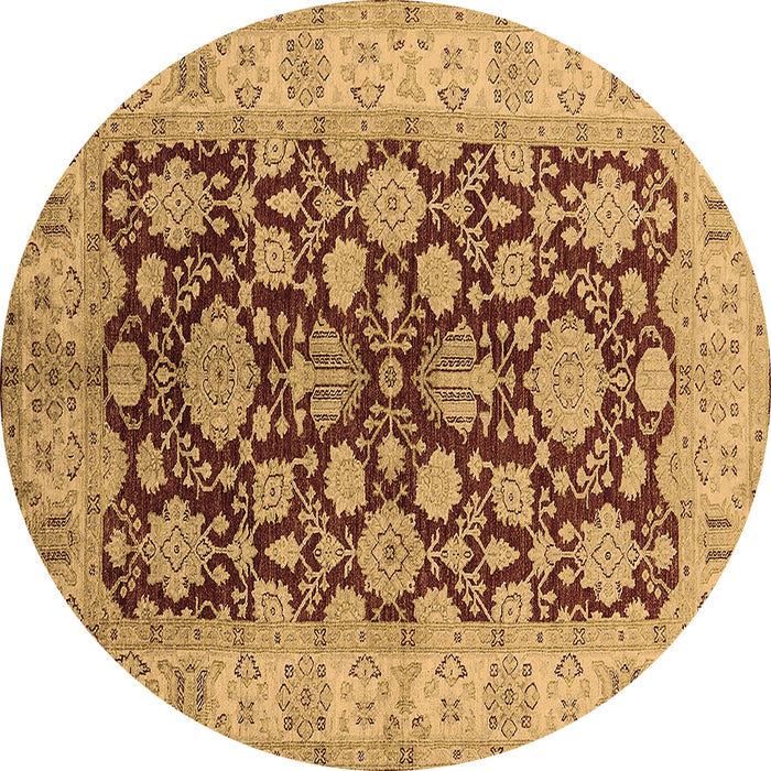 Round Oriental Brown Industrial Rug, urb3091brn