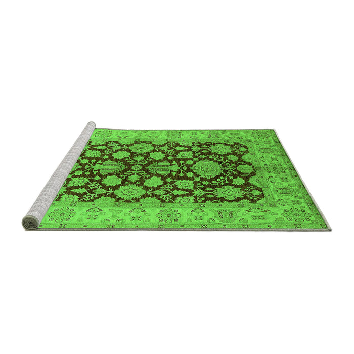 Sideview of Machine Washable Oriental Green Industrial Area Rugs, wshurb3091grn