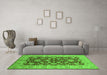 Machine Washable Oriental Green Industrial Area Rugs in a Living Room,, wshurb3091grn