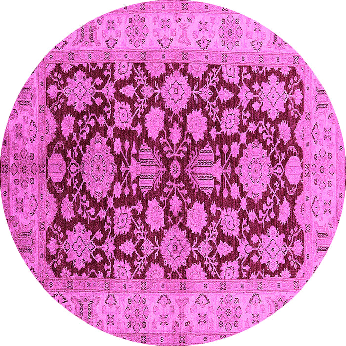 Round Machine Washable Oriental Pink Industrial Rug, wshurb3091pnk