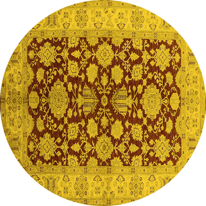 Round Oriental Yellow Industrial Rug, urb3091yw