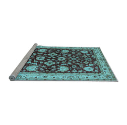 Sideview of Machine Washable Oriental Light Blue Industrial Rug, wshurb3092lblu
