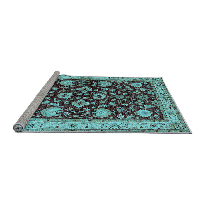 Sideview of Machine Washable Oriental Light Blue Industrial Rug, wshurb3092lblu