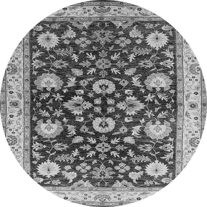 Round Machine Washable Oriental Gray Industrial Rug, wshurb3092gry