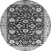 Round Machine Washable Oriental Gray Industrial Rug, wshurb3092gry