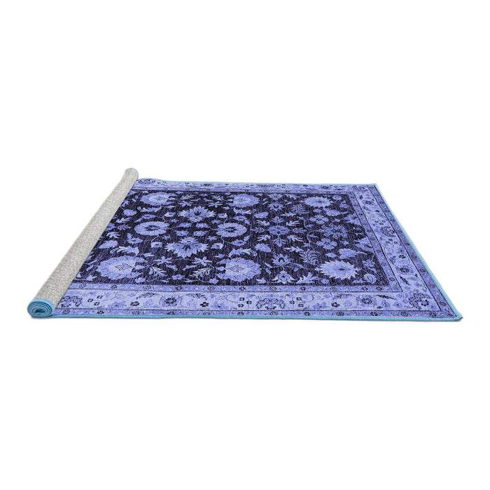 Sideview of Machine Washable Oriental Blue Industrial Rug, wshurb3092blu
