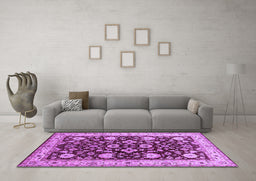 Machine Washable Oriental Purple Industrial Area Rugs in a Living Room, wshurb3092pur