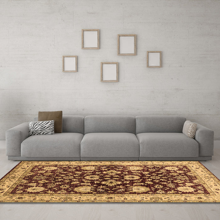 Machine Washable Oriental Brown Industrial Rug in a Living Room,, wshurb3092brn