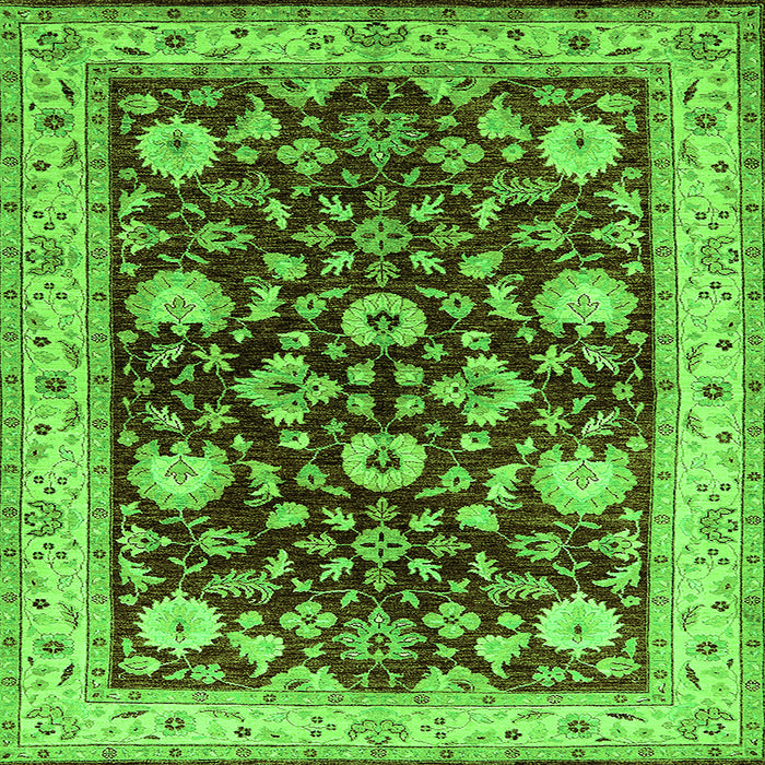 Square Machine Washable Oriental Green Industrial Area Rugs, wshurb3092grn