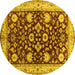 Round Oriental Yellow Industrial Rug, urb3092yw