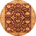 Round Machine Washable Oriental Orange Industrial Area Rugs, wshurb3092org