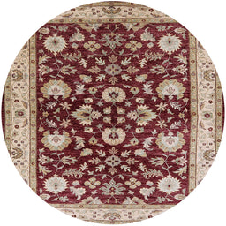 Round Machine Washable Industrial Modern Saffron Red Rug, wshurb3092