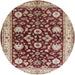 Round Machine Washable Industrial Modern Saffron Red Rug, wshurb3092