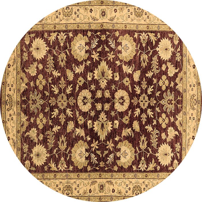 Round Machine Washable Oriental Brown Industrial Rug, wshurb3092brn