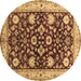 Round Machine Washable Oriental Brown Industrial Rug, wshurb3092brn