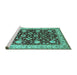 Sideview of Machine Washable Oriental Turquoise Industrial Area Rugs, wshurb3092turq