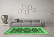 Machine Washable Oriental Emerald Green Industrial Area Rugs in a Living Room,, wshurb3092emgrn