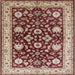 Square Mid-Century Modern Saffron Red Oriental Rug, urb3092