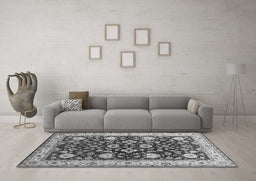 Machine Washable Oriental Gray Industrial Rug in a Living Room,, wshurb3092gry