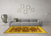 Machine Washable Oriental Yellow Industrial Rug in a Living Room, wshurb3092yw