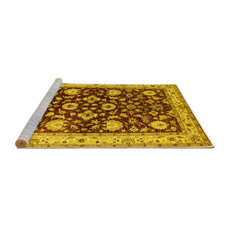 Sideview of Machine Washable Oriental Yellow Industrial Rug, wshurb3092yw
