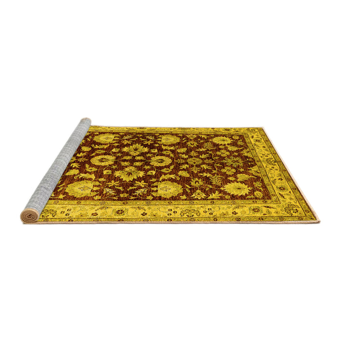 Sideview of Machine Washable Oriental Yellow Industrial Rug, wshurb3092yw