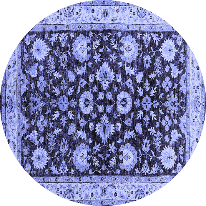 Round Machine Washable Oriental Blue Industrial Rug, wshurb3092blu