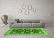 Machine Washable Oriental Green Industrial Area Rugs in a Living Room,, wshurb3092grn