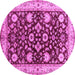 Round Machine Washable Oriental Pink Industrial Rug, wshurb3092pnk