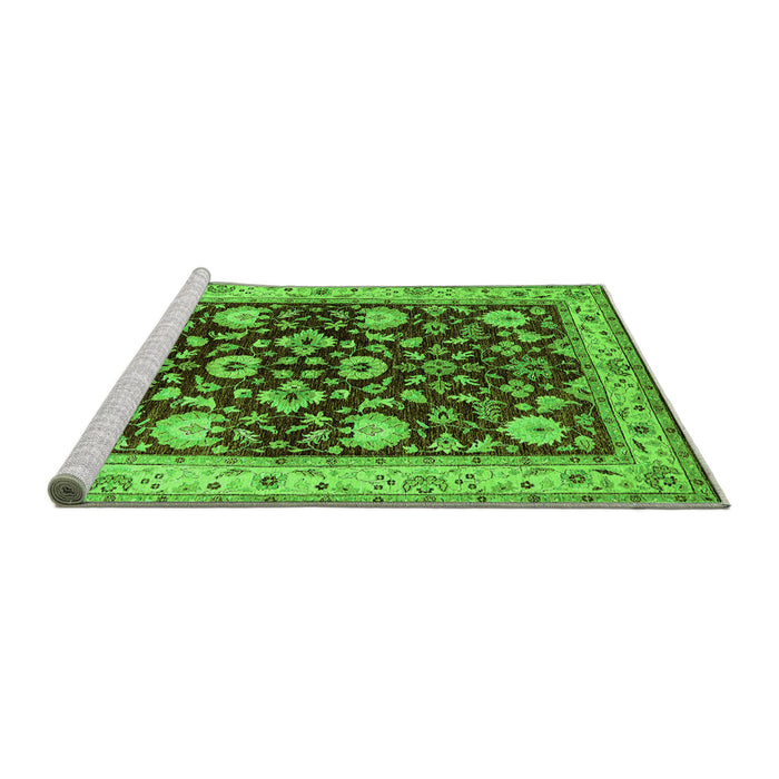Sideview of Machine Washable Oriental Green Industrial Area Rugs, wshurb3092grn
