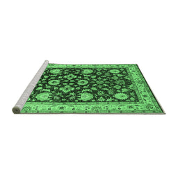 Sideview of Machine Washable Oriental Emerald Green Industrial Area Rugs, wshurb3092emgrn