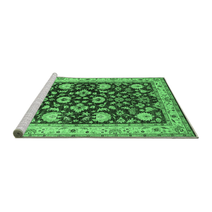 Sideview of Machine Washable Oriental Emerald Green Industrial Area Rugs, wshurb3092emgrn