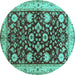 Round Oriental Turquoise Industrial Rug, urb3092turq