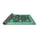 Sideview of Oriental Turquoise Industrial Rug, urb3092turq