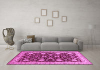 Machine Washable Oriental Pink Industrial Rug, wshurb3092pnk