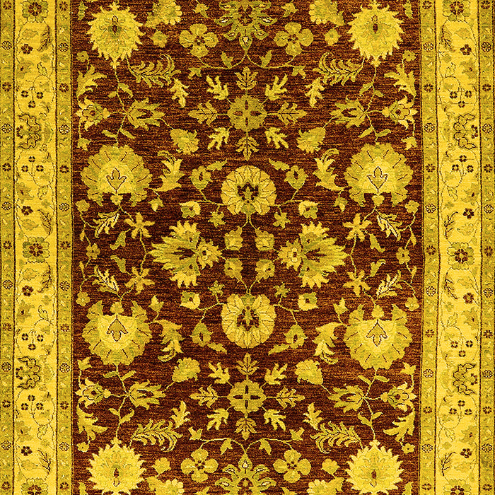 Machine Washable Oriental Yellow Industrial Rug, wshurb3092yw