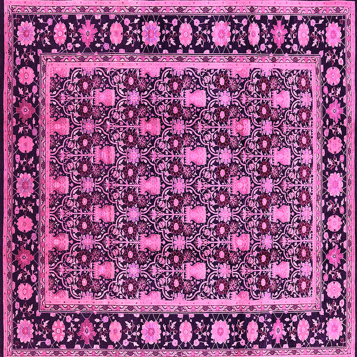 Square Machine Washable Oriental Pink Industrial Rug, wshurb3093pnk