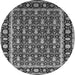 Round Machine Washable Oriental Gray Industrial Rug, wshurb3093gry