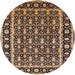 Round Mid-Century Modern Brown Sand Brown Oriental Rug, urb3093