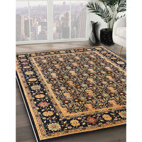 Mid-Century Modern Brown Sand Brown Oriental Rug, urb3093