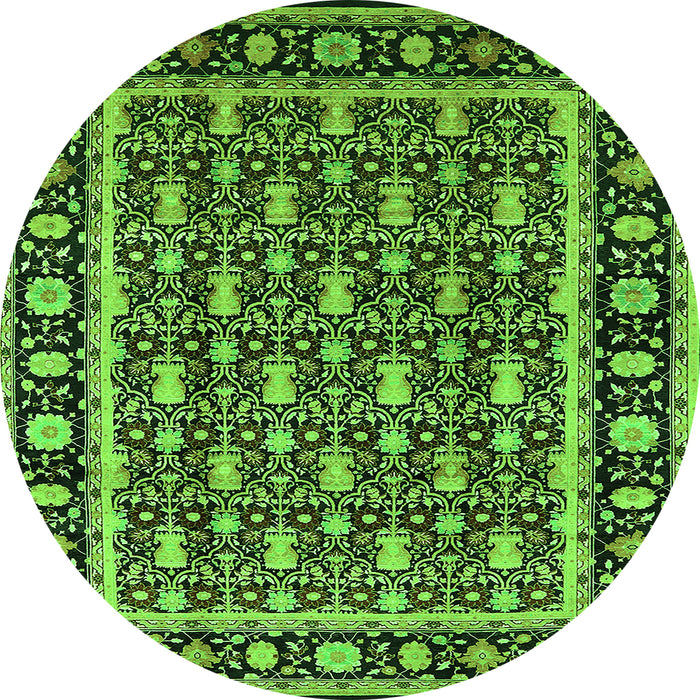 Round Oriental Green Industrial Rug, urb3093grn
