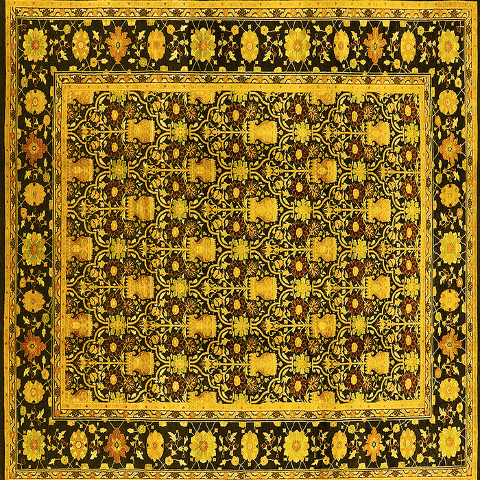 Square Machine Washable Oriental Yellow Industrial Rug, wshurb3093yw