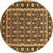 Round Oriental Brown Industrial Rug, urb3093brn