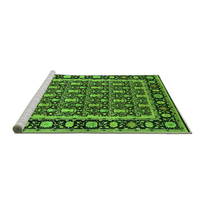Sideview of Machine Washable Oriental Green Industrial Area Rugs, wshurb3093grn