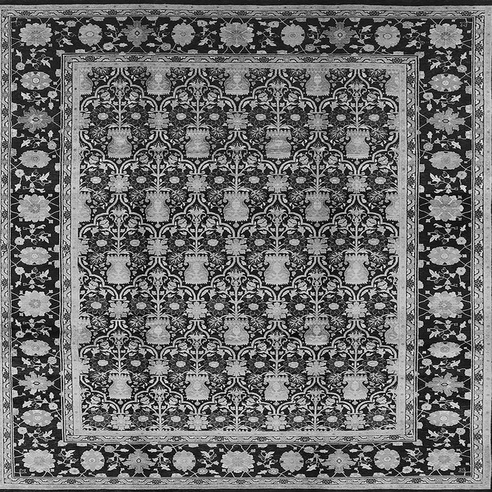 Square Machine Washable Oriental Gray Industrial Rug, wshurb3093gry