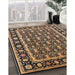 Mid-Century Modern Brown Sand Brown Oriental Rug in Family Room, urb3093