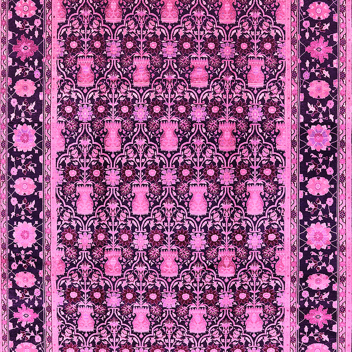 Machine Washable Oriental Pink Industrial Rug, wshurb3093pnk