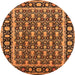 Round Machine Washable Oriental Orange Industrial Area Rugs, wshurb3093org