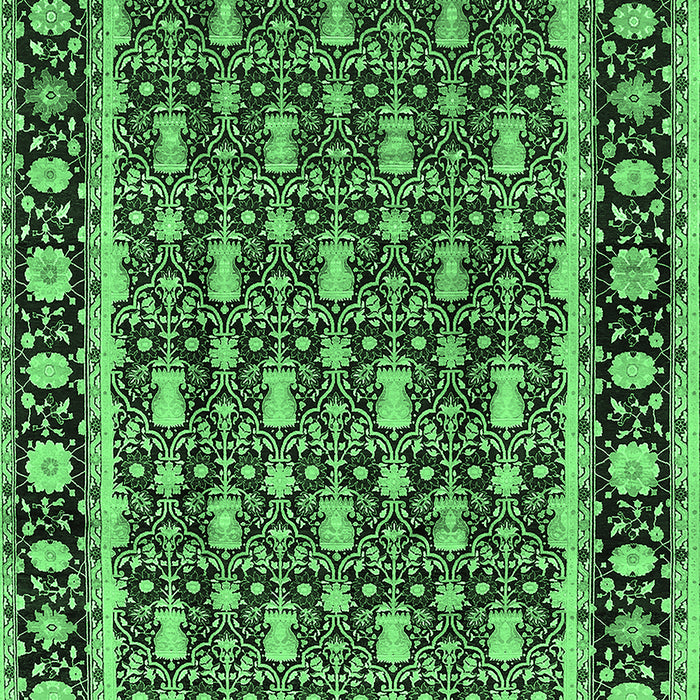 Machine Washable Oriental Emerald Green Industrial Area Rugs, wshurb3093emgrn