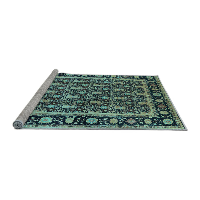 Sideview of Machine Washable Oriental Light Blue Industrial Rug, wshurb3093lblu